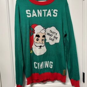 Tipsy Elves Green Santa's Coming  Sweater Ugly Christmas
